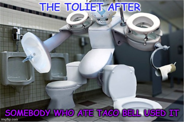 Recepticons | THE TOLIET AFTER; SOMEBODY WHO ATE TACO BELL USED IT | image tagged in recepticons | made w/ Imgflip meme maker