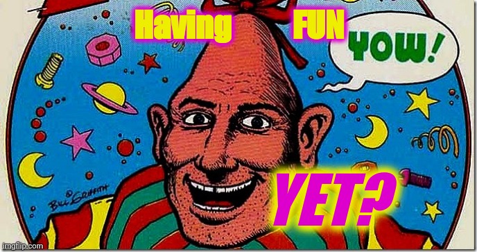 zippy | Having          FUN YET? | image tagged in zippy | made w/ Imgflip meme maker