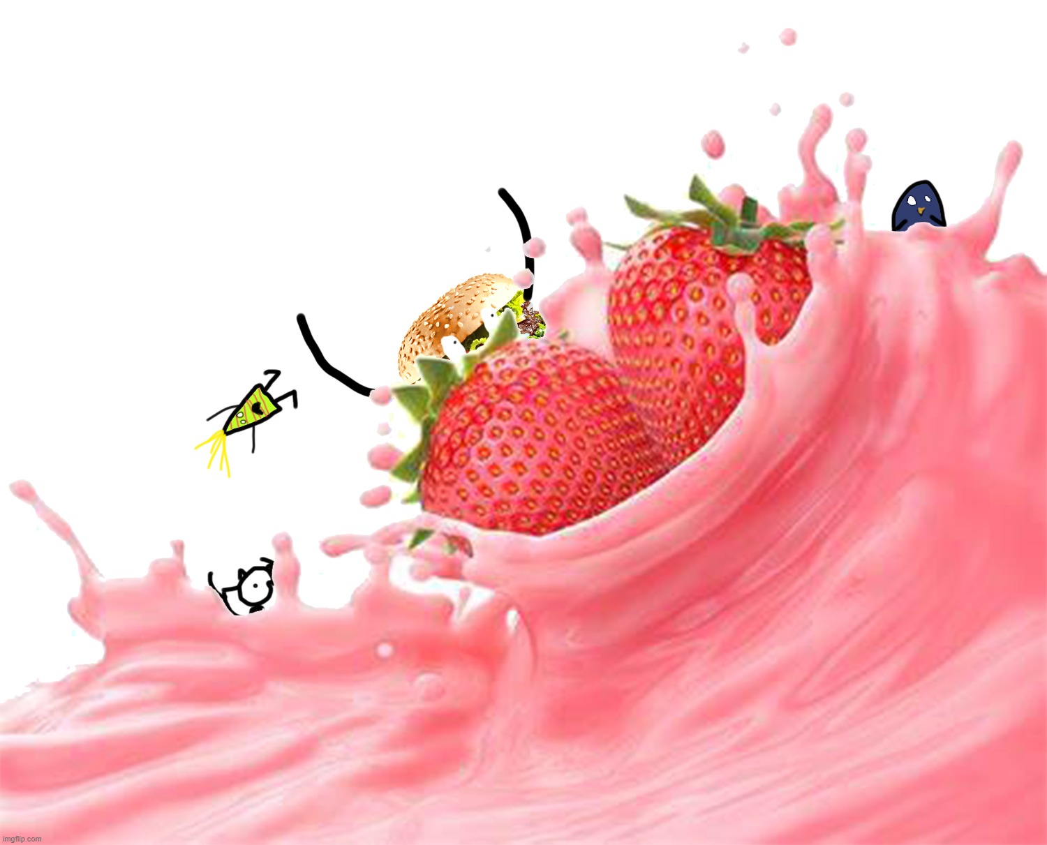 My OC drown in Strawberry milk | image tagged in oc | made w/ Imgflip meme maker