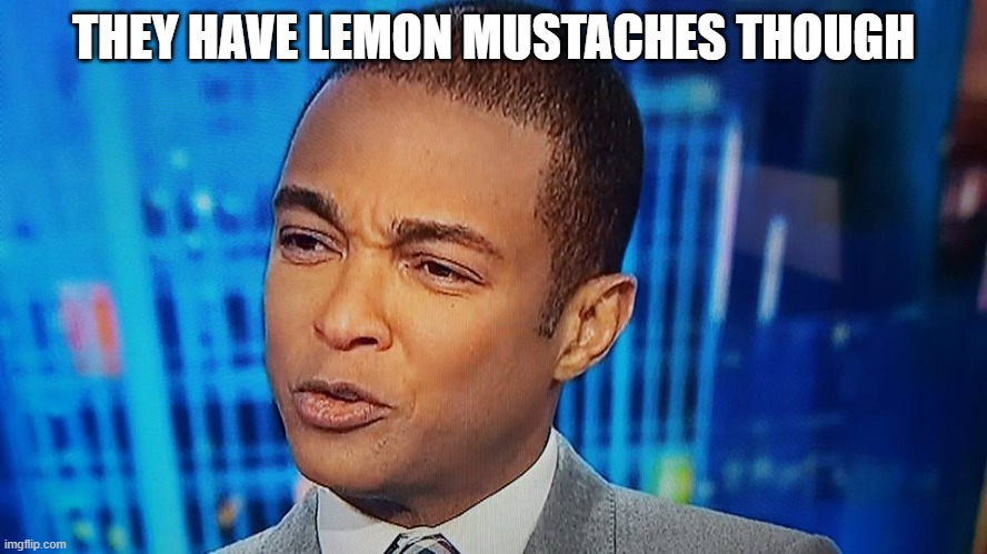 Don Lemon | THEY HAVE LEMON MUSTACHES THOUGH | image tagged in don lemon | made w/ Imgflip meme maker