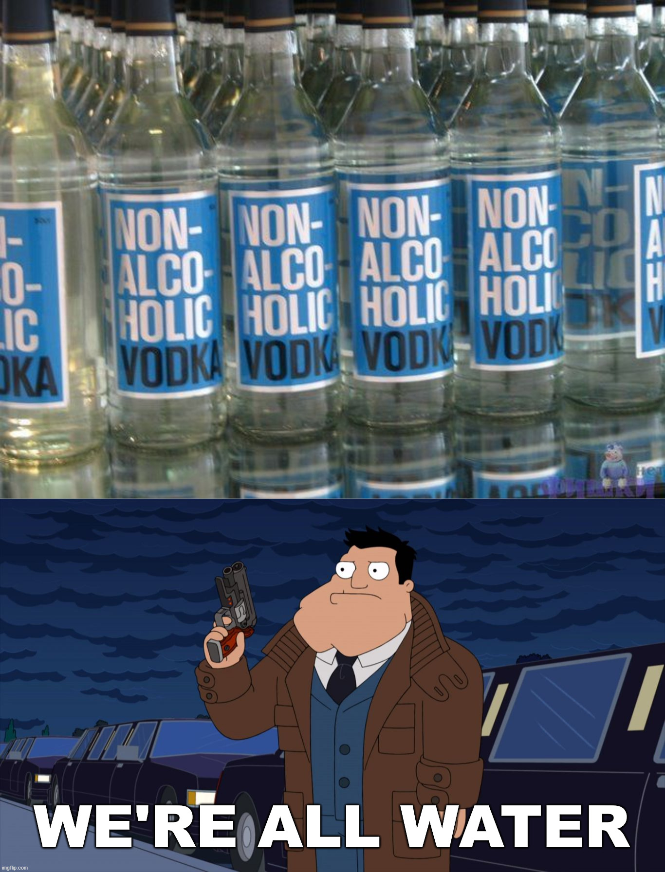 WE'RE ALL WATER | image tagged in we're all water steve,liquor | made w/ Imgflip meme maker