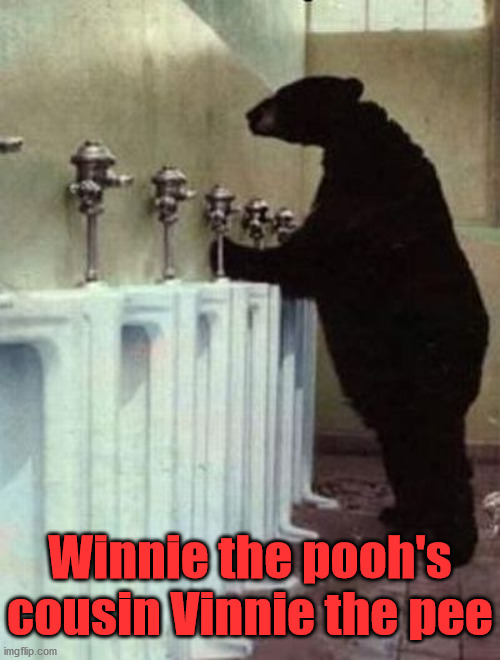 Winnie the pooh's cousin Vinnie the pee | image tagged in winnie the pooh | made w/ Imgflip meme maker