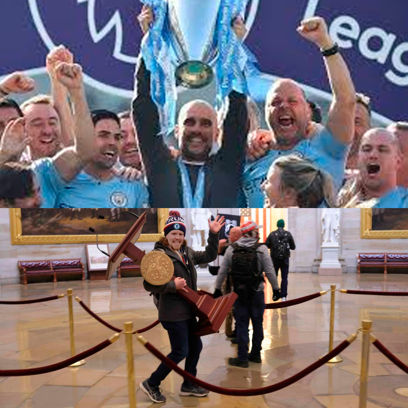 Fan with trophy Blank Meme Template