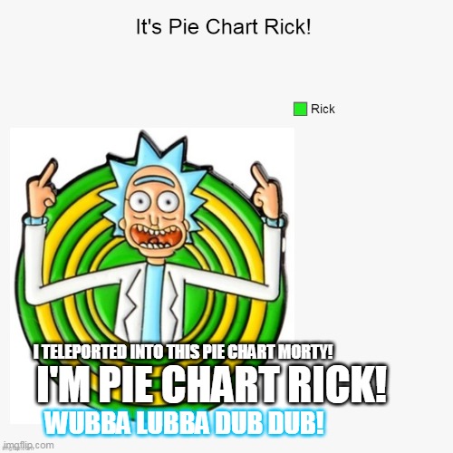 Pie Chart Rick! |  I'M PIE CHART RICK! I TELEPORTED INTO THIS PIE CHART MORTY! WUBBA LUBBA DUB DUB! | image tagged in pie charts,rick and morty,rick sanchez,lol,wubba lubba dub dub,adult swim | made w/ Imgflip meme maker