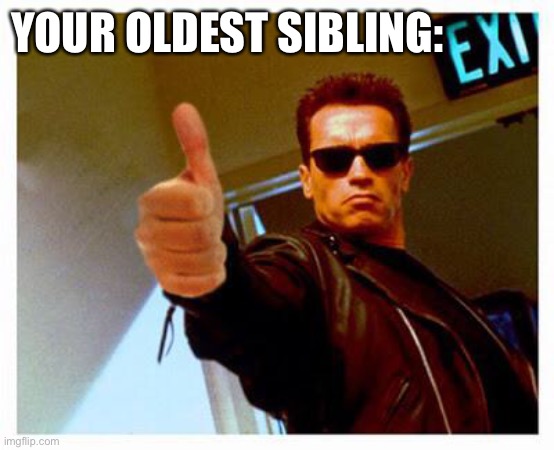 terminator thumbs up | YOUR OLDEST SIBLING: | image tagged in terminator thumbs up | made w/ Imgflip meme maker