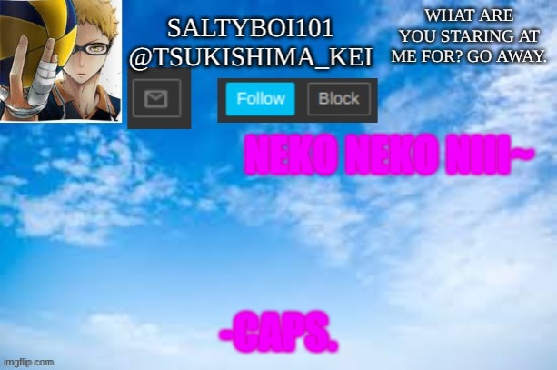 Idk. | NEKO NEKO NIII~; -CAPS. | image tagged in yeet | made w/ Imgflip meme maker