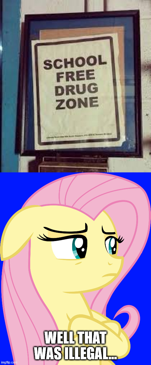 Drugs? | WELL THAT WAS ILLEGAL... | image tagged in suspicious fluttershy mlp | made w/ Imgflip meme maker