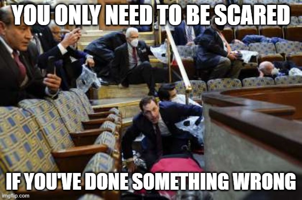 Congress chambers | YOU ONLY NEED TO BE SCARED; IF YOU'VE DONE SOMETHING WRONG | image tagged in congress chambers | made w/ Imgflip meme maker