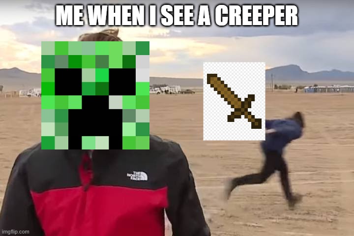 Area 51 Naruto Runner | ME WHEN I SEE A CREEPER | image tagged in area 51 naruto runner | made w/ Imgflip meme maker