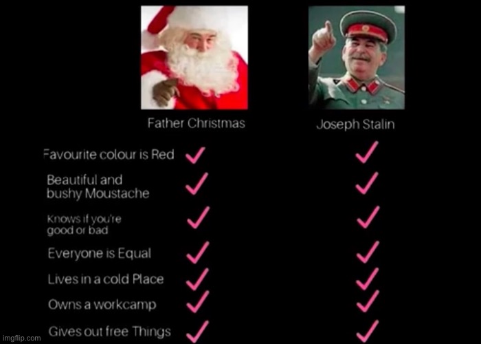 Stalin and Santa, what’s the difference? | image tagged in funny memes | made w/ Imgflip meme maker