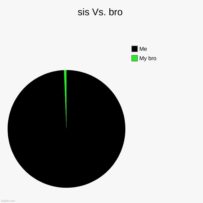 sis vs bro | sis Vs. bro | My bro, Me | image tagged in charts,pie charts | made w/ Imgflip chart maker