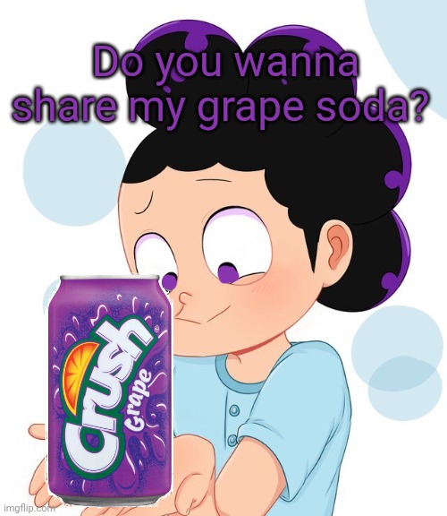 Mineta wants to be friends | Do you wanna share my grape soda? | image tagged in mineta the cute grape boi,mineta,mha,grape,soda | made w/ Imgflip meme maker