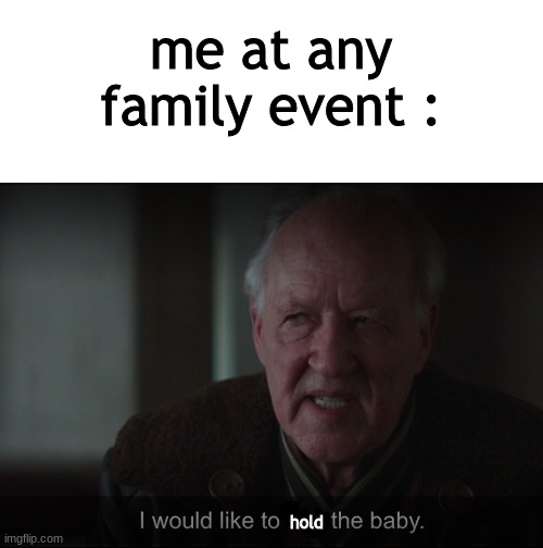i would like to hold the baby | me at any family event :; hold | image tagged in i would like to see the baby | made w/ Imgflip meme maker