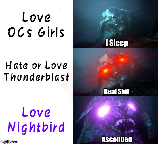 Megatron have crush with Nightbird | Love OCs Girls; Hate or Love Thunderblast; Love Nightbird | image tagged in sleeping shaq tfp megatron style with ascended,megatron,transformers,tfp | made w/ Imgflip meme maker
