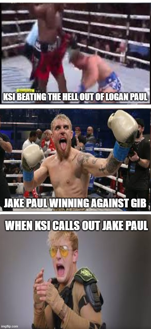 I mean it's facts | KSI BEATING THE HELL OUT OF LOGAN PAUL; JAKE PAUL WINNING AGAINST GIB; WHEN KSI CALLS OUT JAKE PAUL | image tagged in memes | made w/ Imgflip meme maker