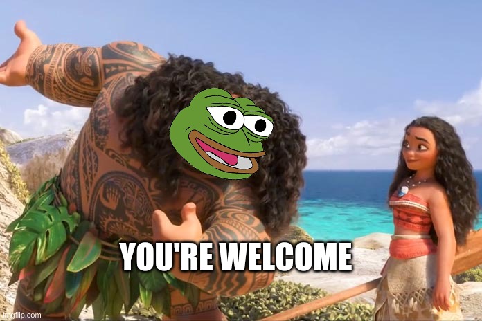 Moana Maui You're Welcome | YOU'RE WELCOME | image tagged in moana maui you're welcome | made w/ Imgflip meme maker