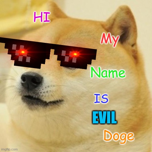 Doge | HI; My; Name; IS; EVIL; Doge | image tagged in memes,doge | made w/ Imgflip meme maker