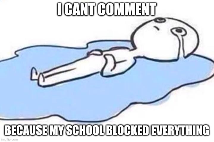 sad meme | I CANT COMMENT; BECAUSE MY SCHOOL BLOCKED EVERYTHING | image tagged in sad meme | made w/ Imgflip meme maker