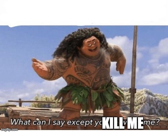 KILL ME | image tagged in what can i say except you're welcome | made w/ Imgflip meme maker