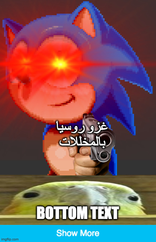 AIGH | غزو ​​روسيا بالمخللات; BOTTOM TEXT | image tagged in dark imgflip mode,show more trolling | made w/ Imgflip meme maker