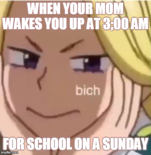 Sundays.... | WHEN YOUR MOM WAKES YOU UP AT 3;00 AM; FOR SCHOOL ON A SUNDAY | image tagged in funny | made w/ Imgflip meme maker