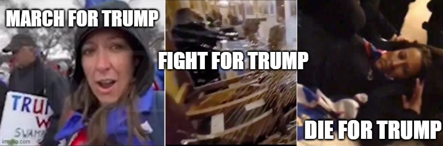 March for Trump, Fight For Trump, Die for Trump | MARCH FOR TRUMP; FIGHT FOR TRUMP; DIE FOR TRUMP | image tagged in die for trump,insurrection,sedition,march for trump | made w/ Imgflip meme maker