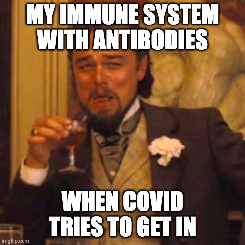 Laughing Leo Meme | MY IMMUNE SYSTEM WITH ANTIBODIES; WHEN COVID TRIES TO GET IN | image tagged in memes,laughing leo | made w/ Imgflip meme maker