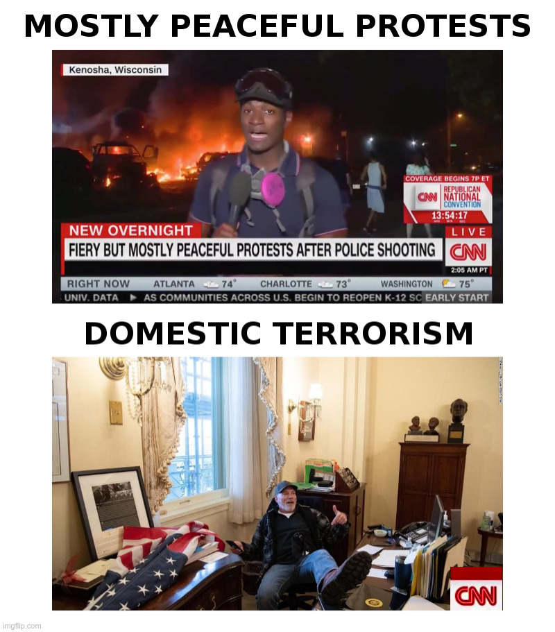 Hypocrisy in the Mainstream Media | image tagged in hypocrisy,mainstream media,cnn,riots,minneapolis,washington dc | made w/ Imgflip meme maker