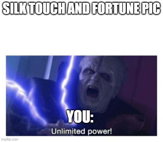 unlimited power | SILK TOUCH AND FORTUNE PIC; YOU: | image tagged in unlimited power | made w/ Imgflip meme maker