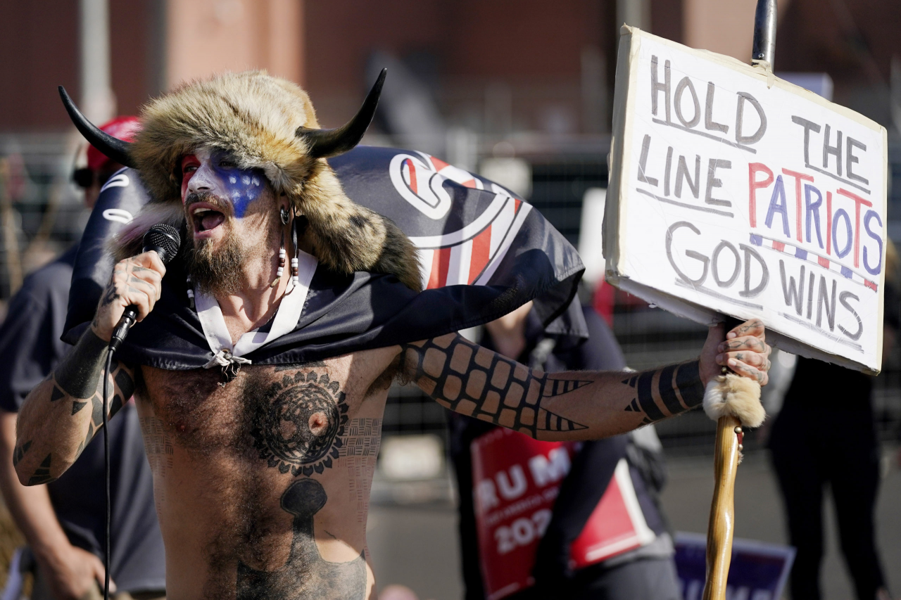 High Quality furry horned protestor break in capitol Blank Meme Template