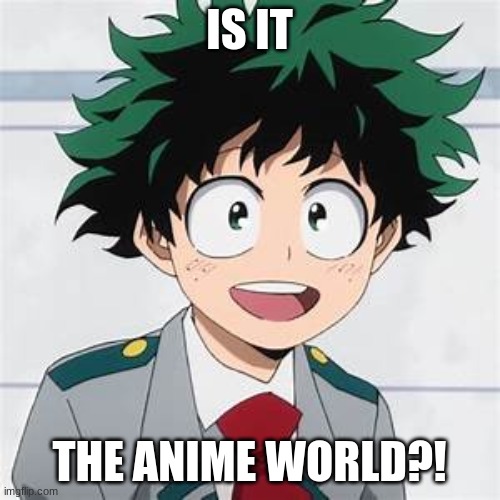 Deku | IS IT THE ANIME WORLD?! | image tagged in deku | made w/ Imgflip meme maker