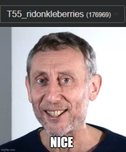 176969 points! | NICE | image tagged in nice michael rosen,barney will eat all of your delectable biscuits | made w/ Imgflip meme maker