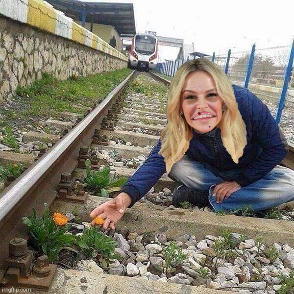 ~ So come on, come on, get on the train and do the Loco-Motion to me ~ | image tagged in flower train man,kylie minogue hideous old bag,kylieminoguesucks,kylie minogue,what doesn't kill you can make you squashed,splat | made w/ Imgflip meme maker