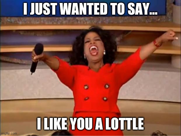 Yes you | I JUST WANTED TO SAY... I LIKE YOU A LOTTLE | image tagged in memes,oprah you get a | made w/ Imgflip meme maker