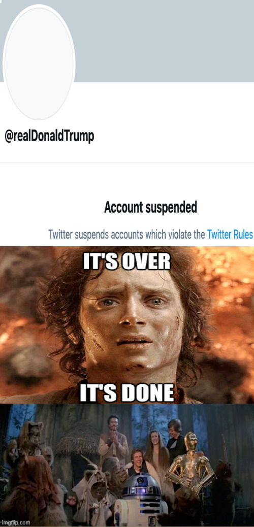 Trump is banned from Twitter....finally! | image tagged in trump twitter ban | made w/ Imgflip meme maker