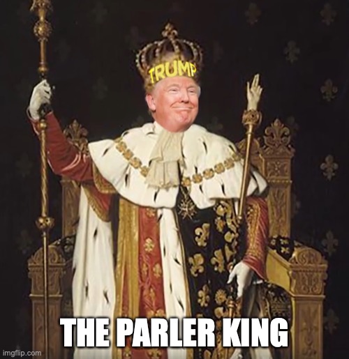 Mad King Trump, a danger to all Americans | THE PARLER KING | image tagged in mad king trump a danger to all americans | made w/ Imgflip meme maker