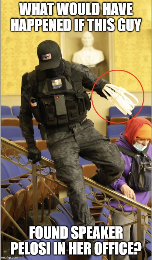 Nothing good, that's for sure. | WHAT WOULD HAVE HAPPENED IF THIS GUY; FOUND SPEAKER PELOSI IN HER OFFICE? | made w/ Imgflip meme maker