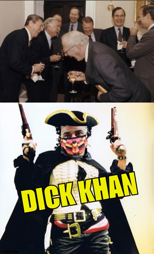 https://youtu.be/NrlXAxrvhJ0 | DICK KHAN | image tagged in laughing men in suits,dick khan,mayor mccheese,london,england,sadiq khan | made w/ Imgflip meme maker
