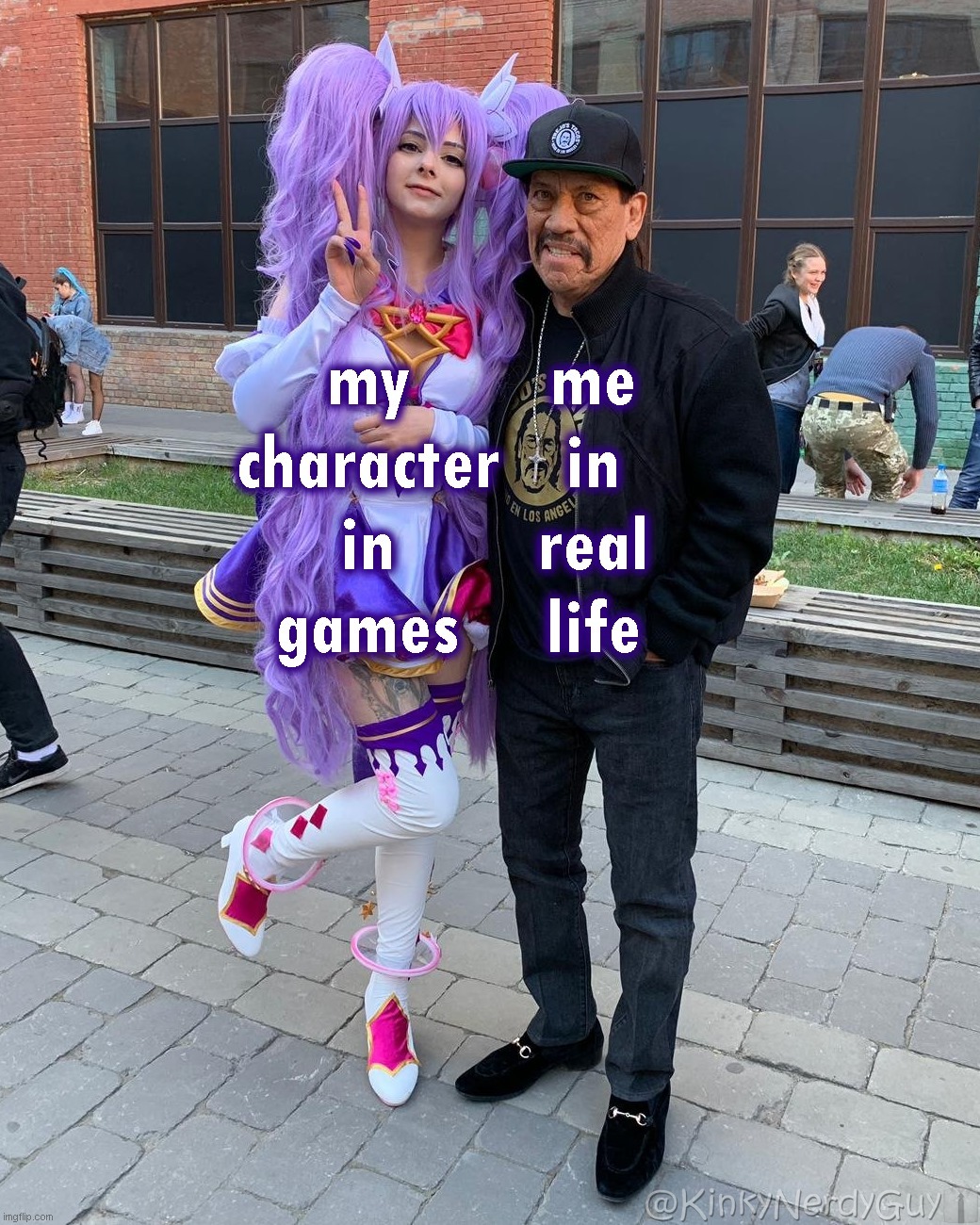 My character in-game vs me in real life | image tagged in funny,gaming | made w/ Imgflip meme maker