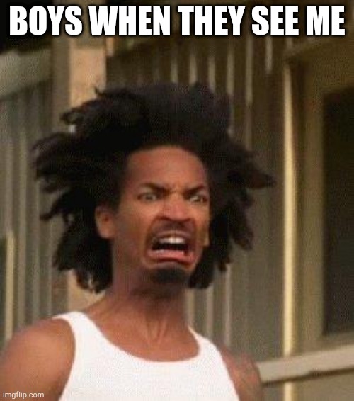 Disgusted Face | BOYS WHEN THEY SEE ME | image tagged in disgusted face | made w/ Imgflip meme maker