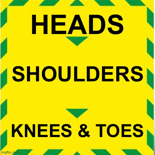 UK Covid Slogan | HEADS; SHOULDERS; KNEES & TOES | image tagged in uk covid slogan | made w/ Imgflip meme maker