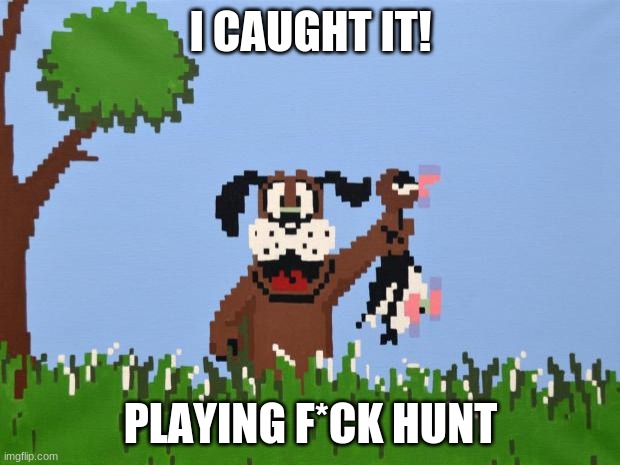 Duck hunt | I CAUGHT IT! PLAYING F*CK HUNT | image tagged in duck hunt | made w/ Imgflip meme maker