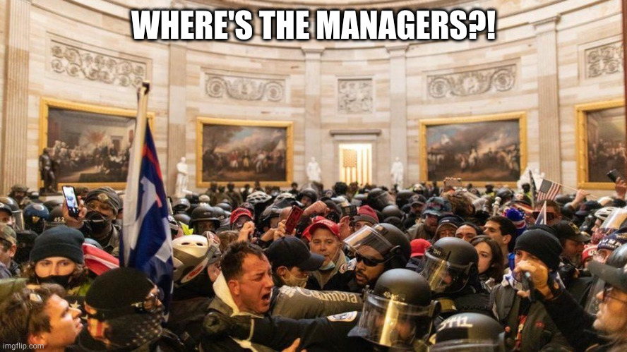 Where's The Managers? | WHERE'S THE MANAGERS?! | image tagged in capitol protestors | made w/ Imgflip meme maker