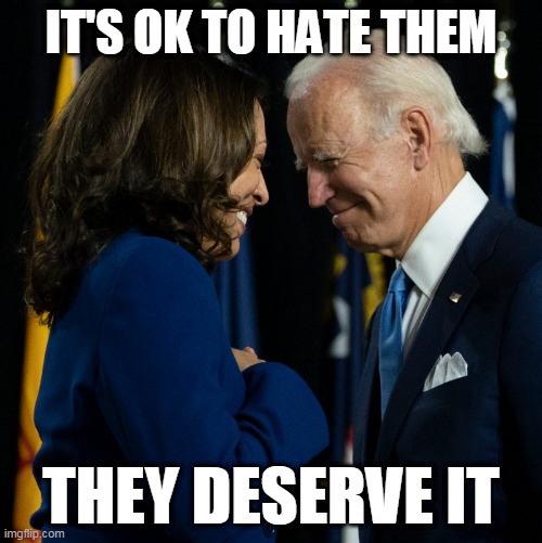 Can you feel it? | IT'S OK TO HATE THEM; THEY DESERVE IT | image tagged in biden,kamala harris | made w/ Imgflip meme maker