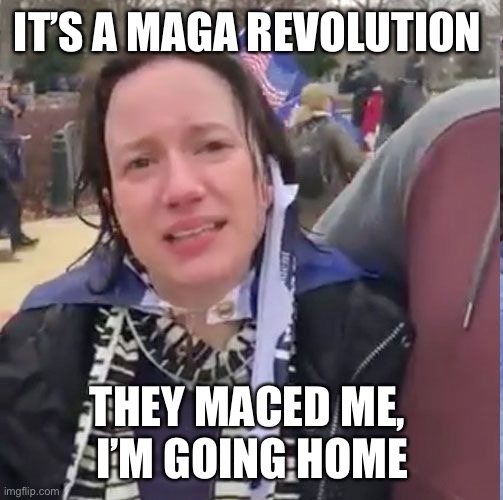 IT’S A MAGA REVOLUTION THEY MACED ME, 
I’M GOING HOME | made w/ Imgflip meme maker