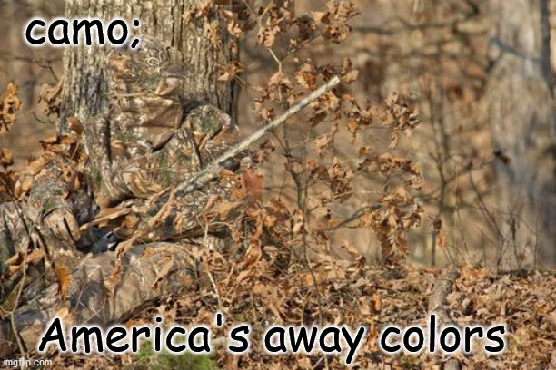 camo; America's away colors | camo;; America's away colors | image tagged in politics | made w/ Imgflip meme maker