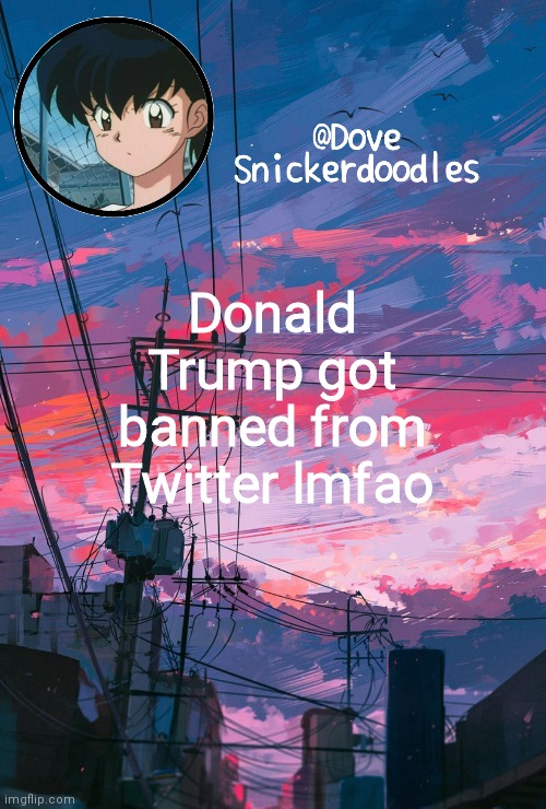 Its hilarious | Donald Trump got banned from Twitter lmfao | image tagged in announcement | made w/ Imgflip meme maker