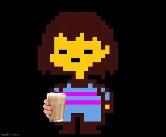 Frisk with chocolate milk | image tagged in undertale frisk,frisk | made w/ Imgflip meme maker