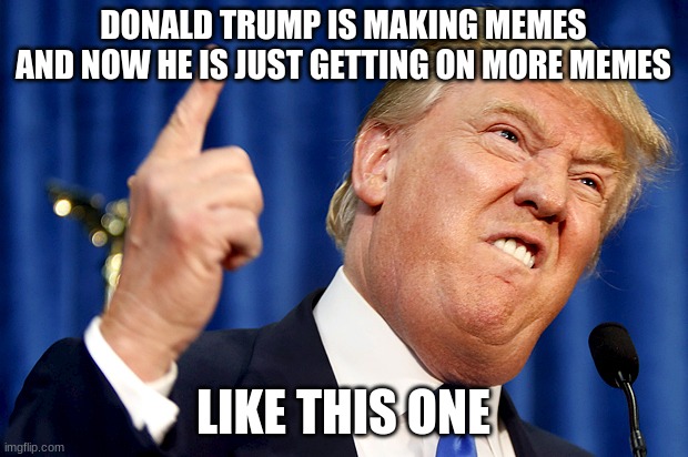 donald trump meme | DONALD TRUMP IS MAKING MEMES AND NOW HE IS JUST GETTING ON MORE MEMES; LIKE THIS ONE | image tagged in donald trump | made w/ Imgflip meme maker