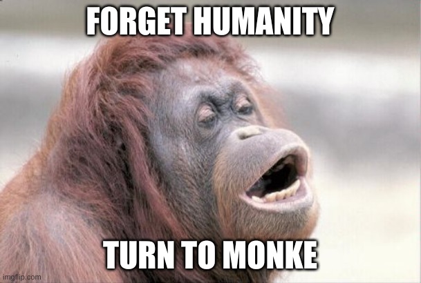 FORGET HUMANITY TURN TO MONKE | image tagged in memes,monkey ooh | made w/ Imgflip meme maker